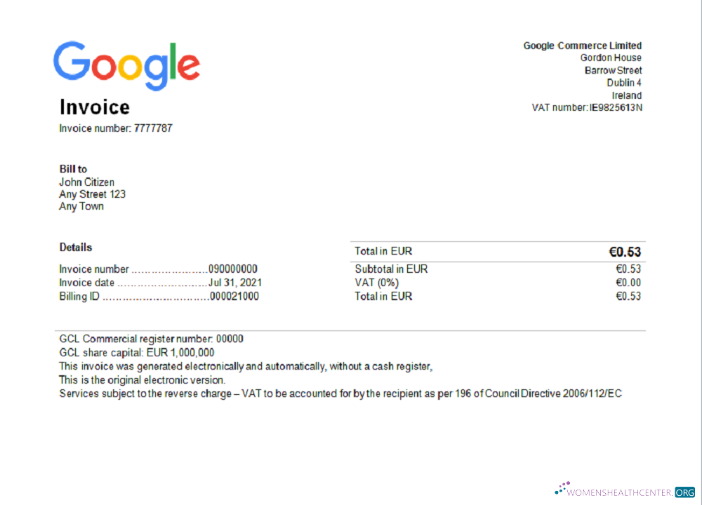 Download USA Google invoice template Photoshop template